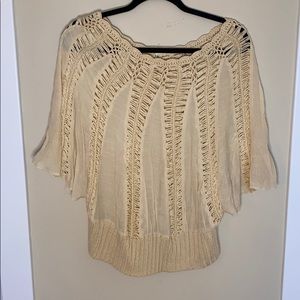 Tan flowy crocheted blouse